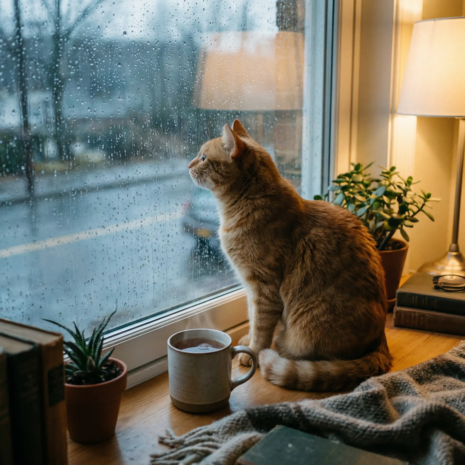 猫咪望着窗外的雨 - 公主恋人ova夏洛特